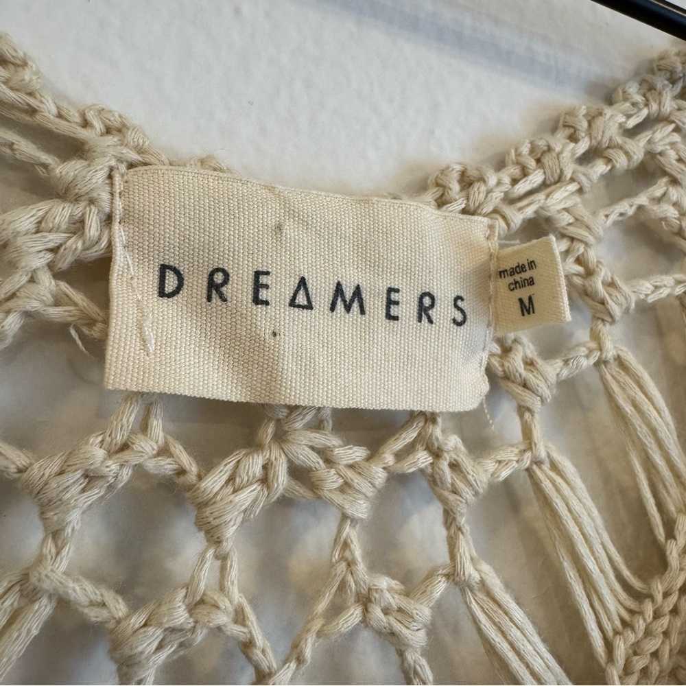 Dreamers Boho Crochet Fringe Longline Duster Cardigan Kimono Festival Beach M - Picture 7 of 9